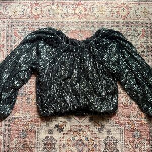 Endless Rose Black Sequin Blouse